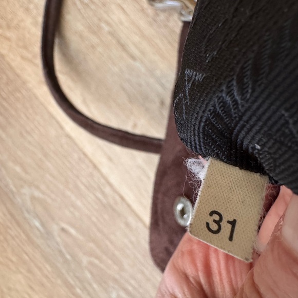 Prada Vintage Scamosciato Brown Suede Shoulder Bag Silver Hardware Push Lock - Picture 13 of 16